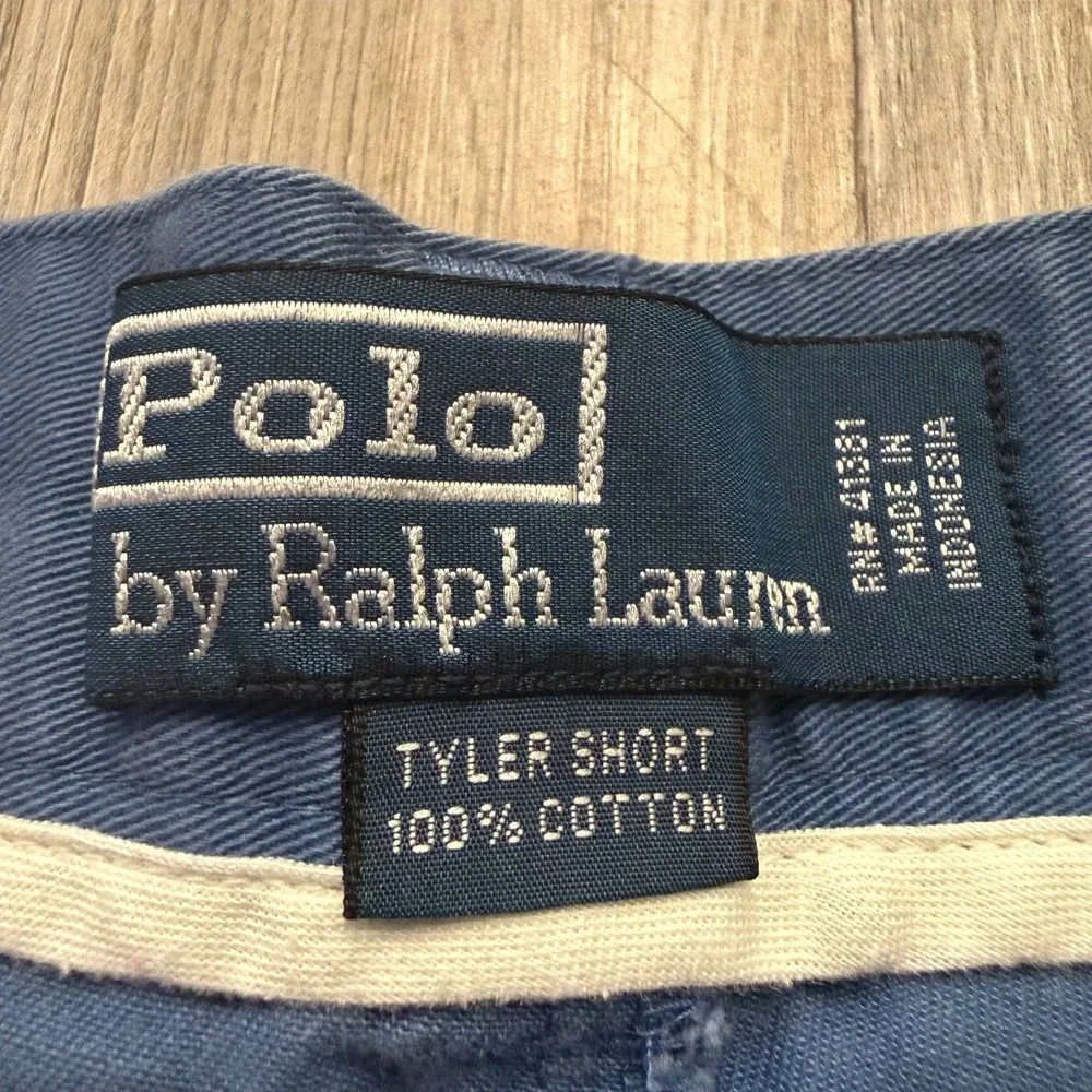 Polo Ralph Lauren Mens 34 Vintage Tyler Pleated Blue Shorts